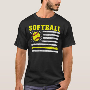 Stolz American Sports USA Flag Softball Player Sof T-Shirt