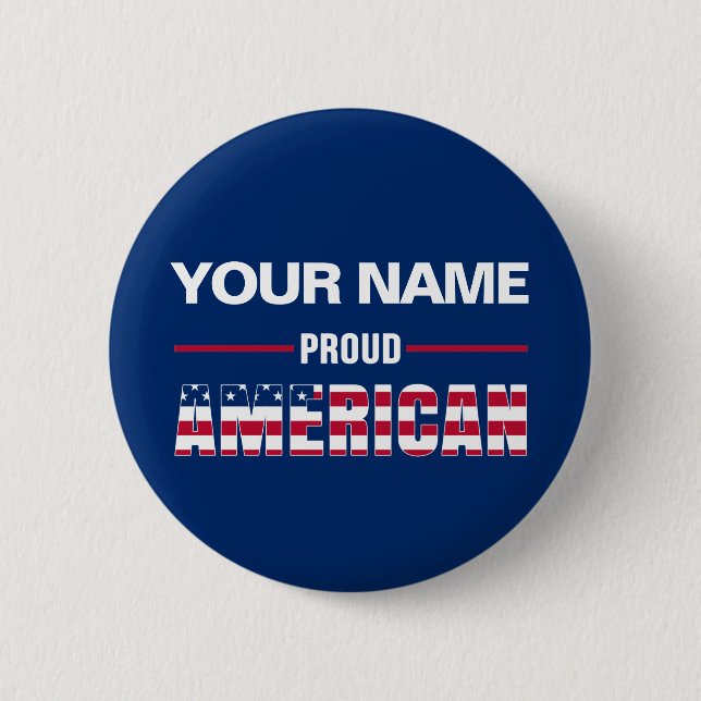 Stolz Amerikaner Personalisiert Button (Vorderseite)