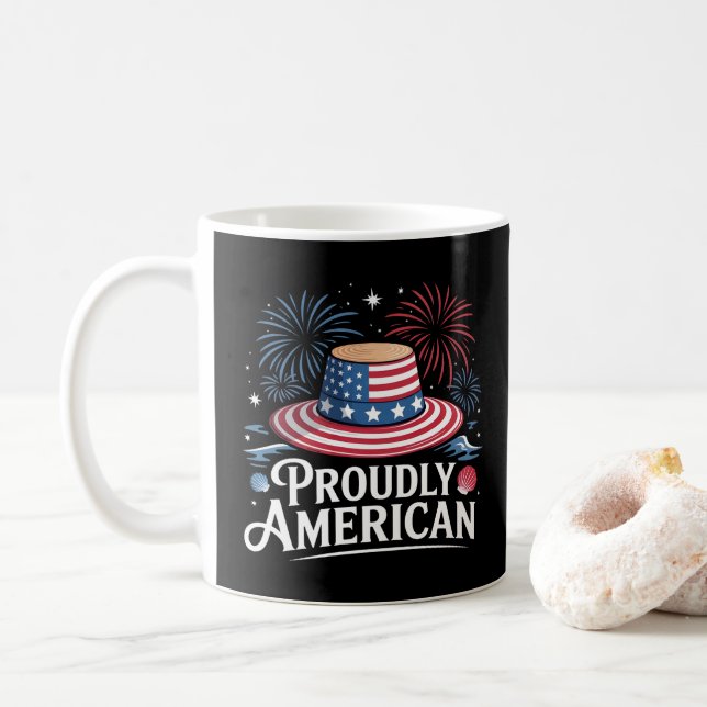 Stolz amerikanisch - Patriotic Beach Sunhat Kaffeetasse (Mit Donut)