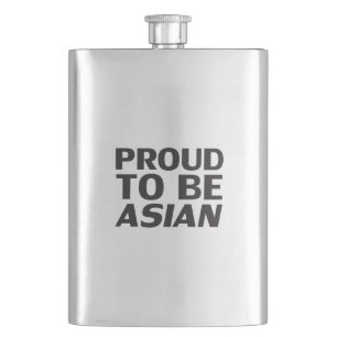 Stolz asiatisch, schwarze Buchstaben Flachmann