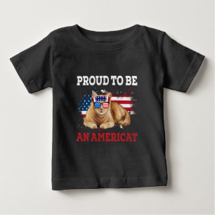 Stolz auf Ameriat Cat USA Flag Happy Vierte 4. Baby T-shirt