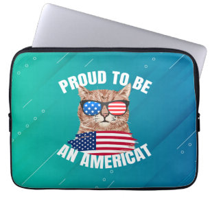 Stolz auf Ameriat Cat USA Flag Happy Vierte 4. Laptopschutzhülle
