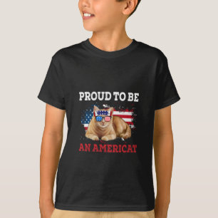 Stolz auf Ameriat Cat USA Flag Happy Vierte 4. T-Shirt