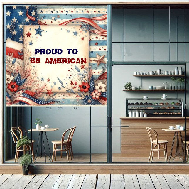 Stolz auf das Shabby Chic des amerikanischen Unabh Fensteraufkleber (Proud To Be American Independence Day Shabby Chic Window Cling)