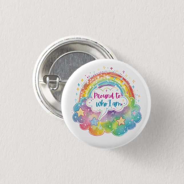 Stolz auf das, was ich bin Regenbogen-Kunst Selbst Button (Vorne & Hinten)