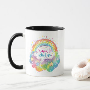 Stolz auf das, was ich bin Regenbogen-Kunst Selbst Tasse