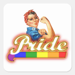 Stolz auf den Gay Pride schwingen wir stolz darauf Quadratischer Aufkleber