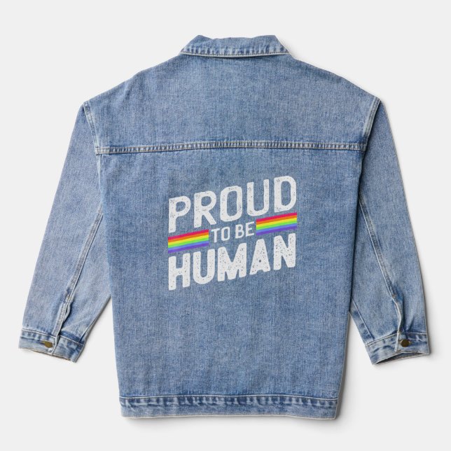 Stolz auf die bunte Liebe von Mensch-Regenbogensch Jeansjacke (Rückseite)