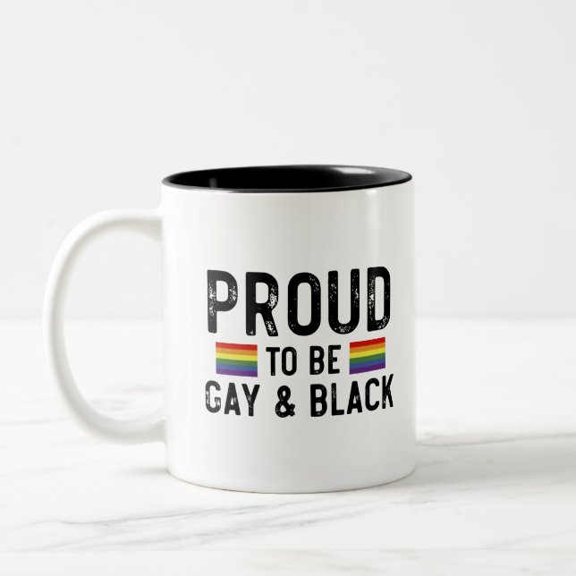 Stolz auf Gay und Black Pride Monat 2025 Zweifarbige Tasse (Links)