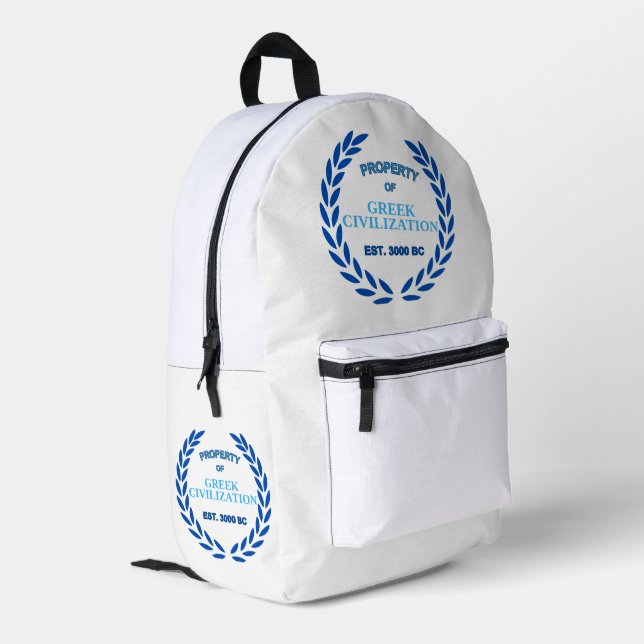 Stolz auf Griechisch - Eigentum der griechischen Z Bedruckter Rucksack (Rückseitige Ecke links)