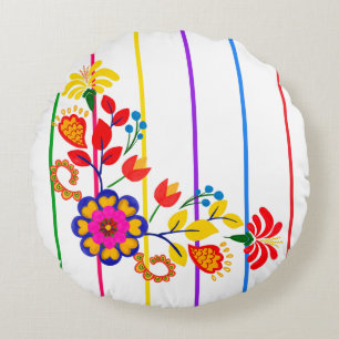 Stolz auf Latino Babydusche Floral und Streifen Rundes Kissen