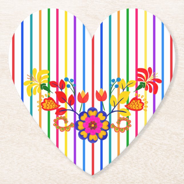 Stolz auf Latino Babydusche | Floral und Streifen Untersetzer (Vorderseite)