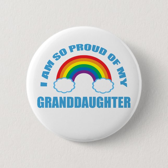Stolz auf meine Enkeltochter Rainbow Grandeltern Button (Vorderseite)