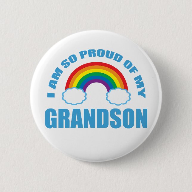 Stolz auf meine Grandson Rainbow Grandeltern Button (Vorderseite)