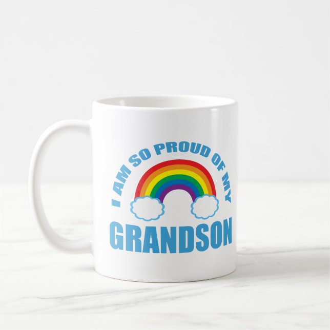Stolz auf meine Grandson Rainbow Grandeltern Kaffeetasse (Links)