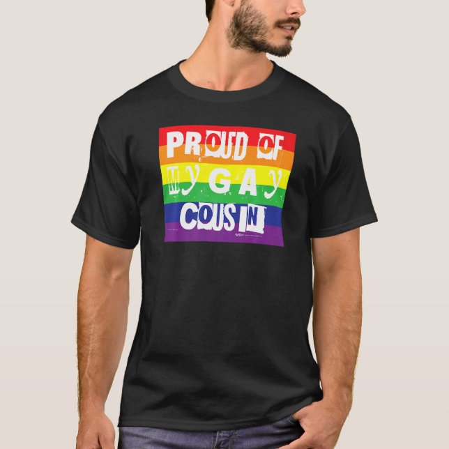 Stolz auf meinen Gay Cousin Gay Pride Regenbogen W T-Shirt (Vorderseite)