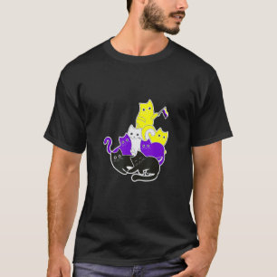 Stolz auf nichtbinäre Katzen LGBTQ nicht-binäre Fl T-Shirt