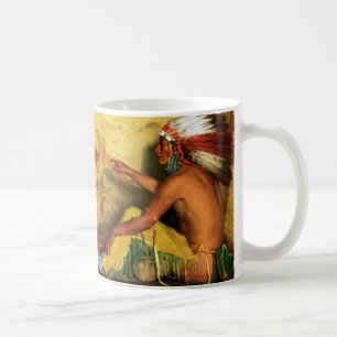Stolz auf seine Bilanz hinweisend Tasse