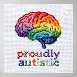 Stolz Autistisch besticktes Rainbow Brain Design Poster