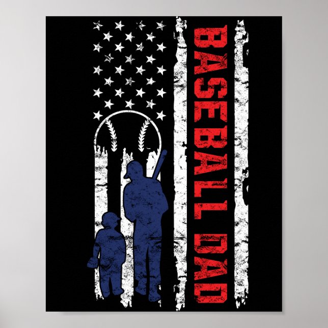 Stolz Baseball Vater American Flag Sportvater Poster (Vorne)