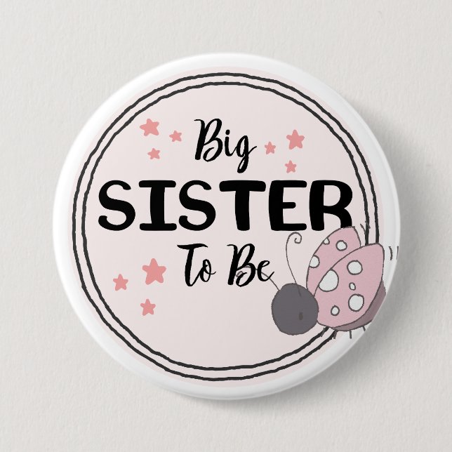 Stolz Big Sister-to-Be mit Ladybug Illustration Button (Vorderseite)