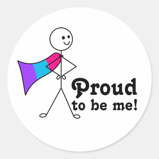 Stolz bin ich Androgyne Pride Superheld Runder Aufkleber (Vorderseite)