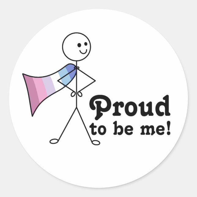 Stolz bin ich Bigender Pride Superheld Runder Aufkleber (Vorderseite)