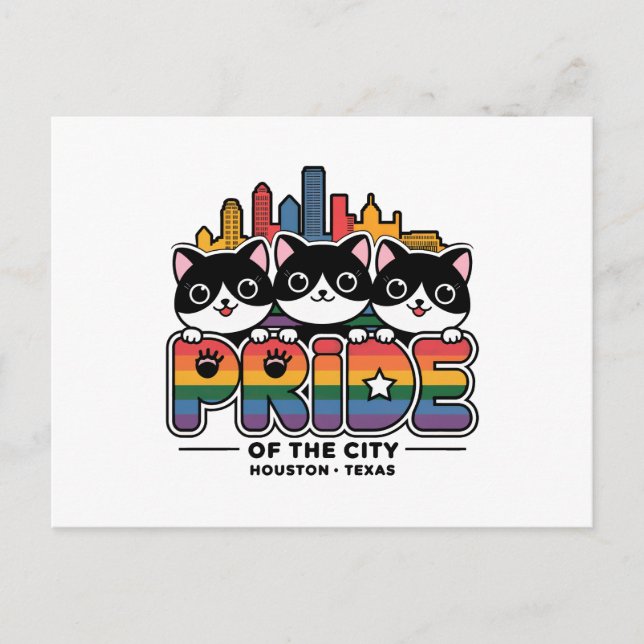 Stolz der Regenbogenflagge in Houston City Texas U Postkarte (Vorderseite)