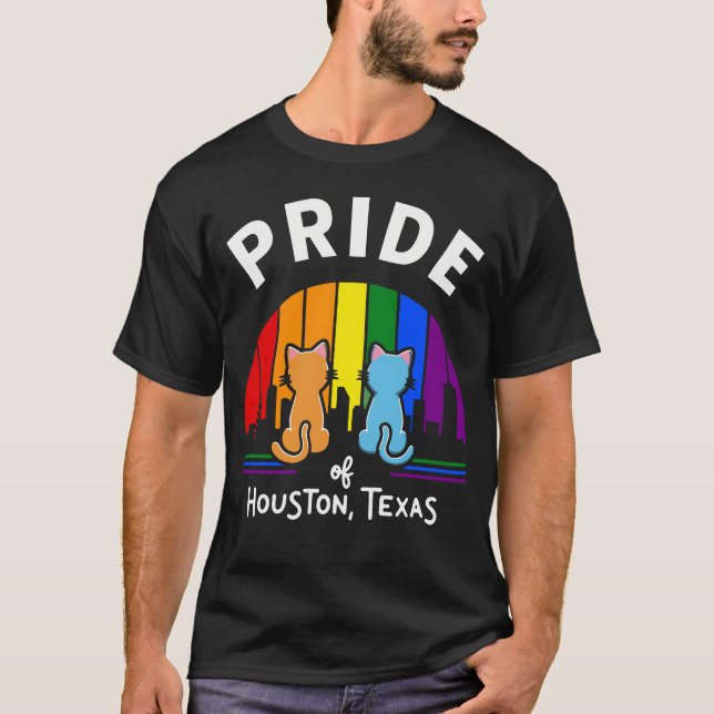 Stolz der Regenbogenflagge in Houston City Texas U T-Shirt (Vorderseite)