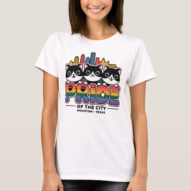 Stolz der Regenbogenflagge in Houston City Texas U T-Shirt (Vorderseite)