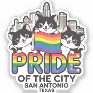 Stolz der Regenbogenflagge San Antonio City Texas Aufkleber