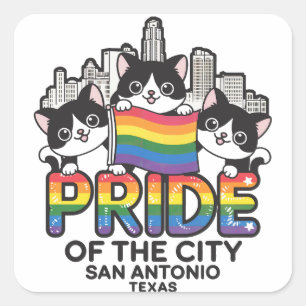 Stolz der Regenbogenflagge San Antonio City Texas Quadratischer Aufkleber