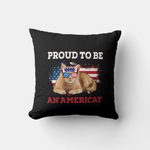 Stolz, ein Americat-Katze USA-Flagge Glückliches V Kissen