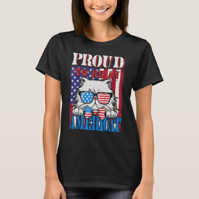 Stolz, ein Amerikaner Amerikaner Cat Patriotic C. T-Shirt (Vorderseite)