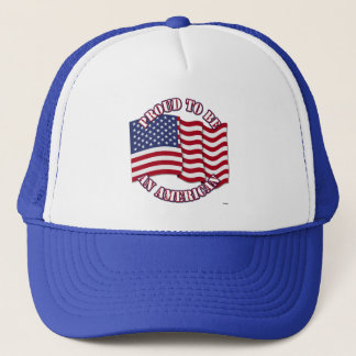 Stolz ein Amerikaner mit US-Flagge zu sein Truckerkappe