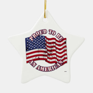 Stolz, ein Amerikaner mit USA-Flagge distressed zu Keramikornament
