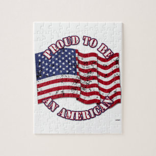Stolz, ein Amerikaner mit USA-Flagge distressed zu Puzzle
