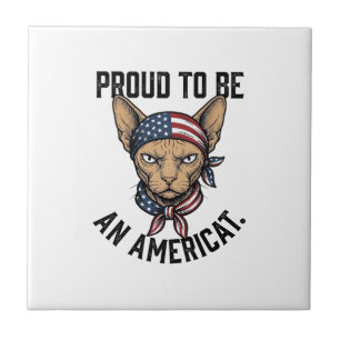 Stolz, ein amerikanischer patriotischer Katzenshir Fliese