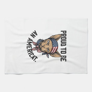 Stolz, ein amerikanischer patriotischer Katzenshir Geschirrtuch