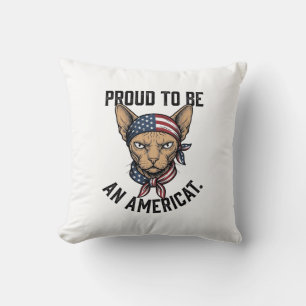Stolz, ein amerikanischer patriotischer Katzenshir Kissen
