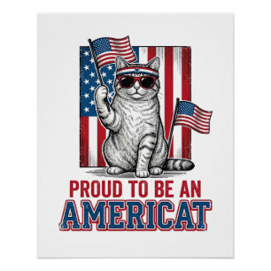 Stolz, ein amerikanischer patriotischer Katzenshir Poster