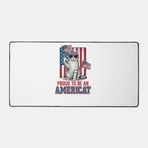 Stolz, ein amerikanischer patriotischer Katzenshir Schreibtischunterlage