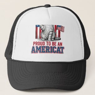 Stolz, ein amerikanischer patriotischer Katzenshir Truckerkappe