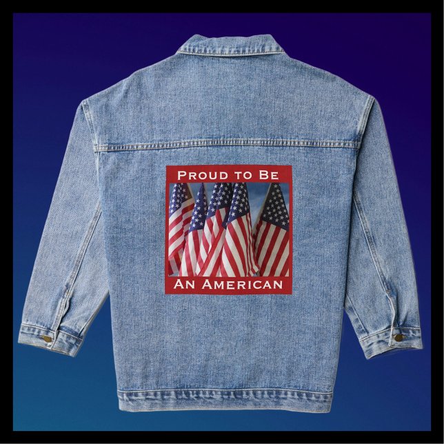 Stolz, ein amerikanisches Flaggen rotes weißes Bla Jeansjacke (Von Creator hochgeladen)