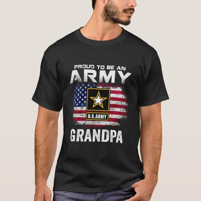 Stolz ein Army Opa mit amerikanischer Flagge Gif z T-Shirt (Vorderseite)