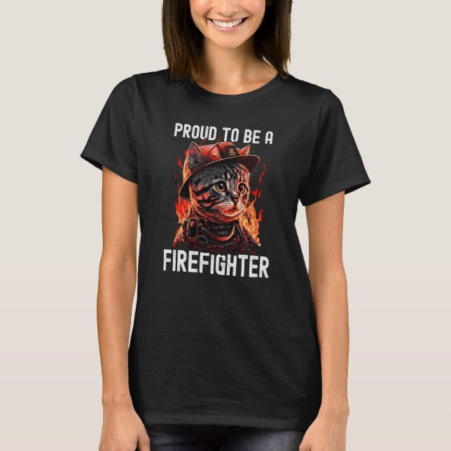 Stolz, ein Feuerwehrmann Katzenkätzchen Feuerwehrf T-Shirt (Vorderseite)