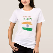 Stolz, ein indisches Trikolore-Frauen-T-Shirt zu s