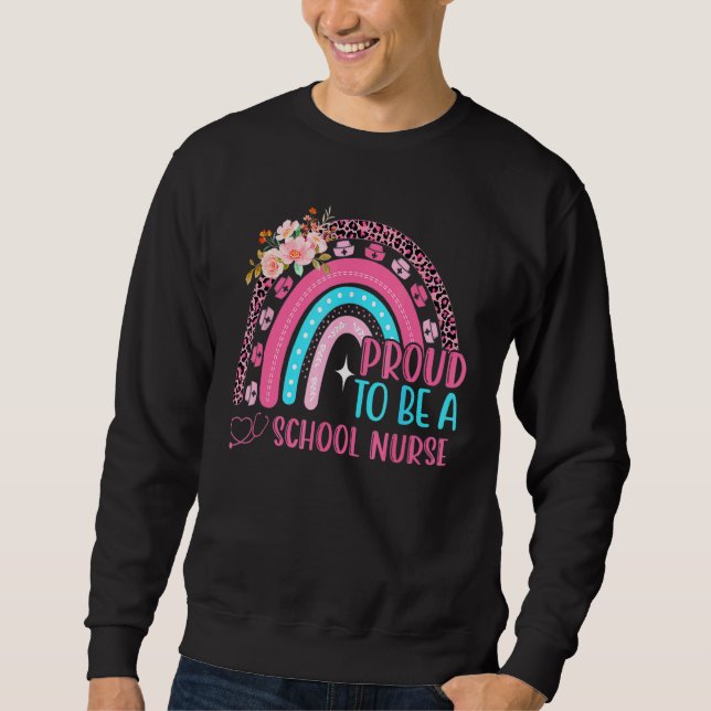 Stolz, ein pinkfarbener Leopard-Regenbogen-Stethos Sweatshirt (Vorderseite)