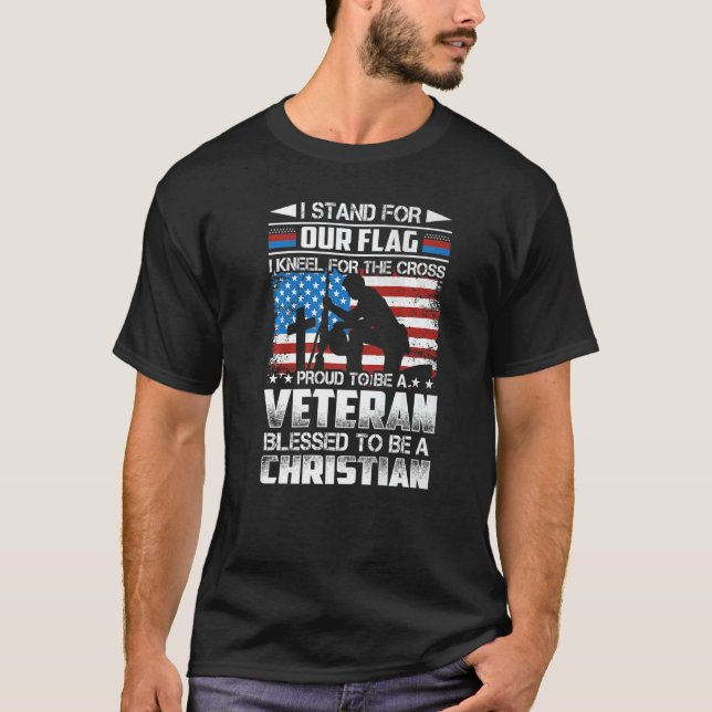 Stolz, ein Veteran zu sein, gesegnet, ein Christli T-Shirt (Vorderseite)