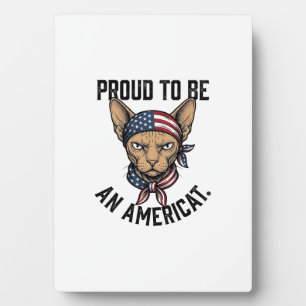 Stolz, eine amerikanische patriotische Katze zu se Fotoplatte